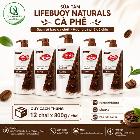 SỮA TẮM LIFEBUOY BẢO VỆ KHỎI VI KHUẨN CÀ PHÊ 800G/12CHAI