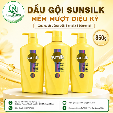 DẦU GỘI SUNSILK MỀM MƯỢT DIỆU KÌ 850G X 8 CHAI
