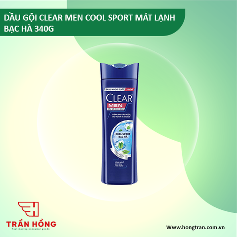 DẦU GỘI CLEAR MEN COOL SPORT MAT LANH BAC HA 340G x 12 chai