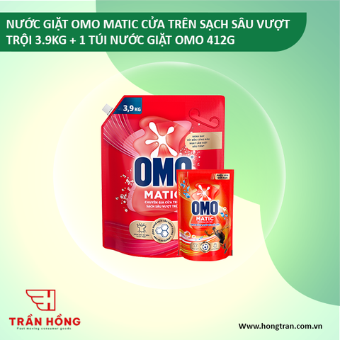 NƯỚC GIẶT OMO MATIC CỬA TRÊN SẠCH SÂU VƯỢT TRỘI 3.9KG + 1 TÚI NG OMO 412G) x 3 BỘ