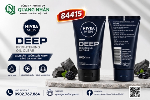 84415 SỬA RỮA MẶT NAM NIVEA  SDEEP WHITENING CLEAR 100G