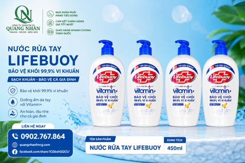 NƯỚC RỬA TAY LIFEBUOY DƯỠNG ẨM 450g x 12 chai