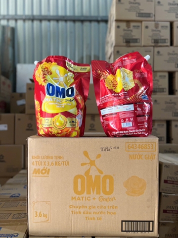 NƯỚC GIẶT OMO MATIC CHUYÊN GIA CỬA TRÊN TINH DẦU NƯỚC HOA TINH TẾ 3.6KG x 4 TÚI