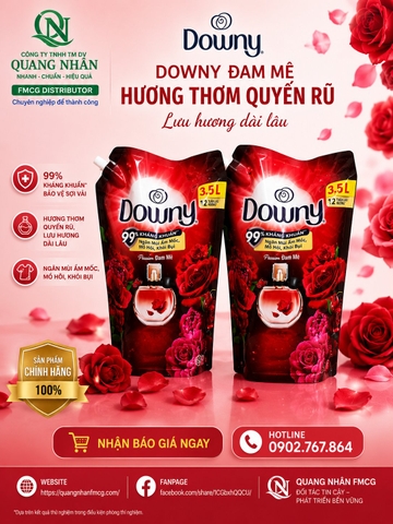 Nước xả vải Downy hương ĐAM MÊ túi 3.5 lít x 4 Túi