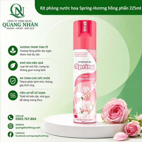 Xịt phòng nước hoa Spring - Hương hồng phấn 225ml x 24 chai