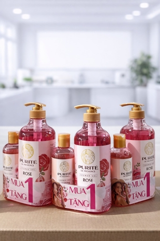 SỮA TẮM THIÊN NHIÊN PURITE HƯƠNG HOA HỒNG 850ml+250ml/́12 bộ