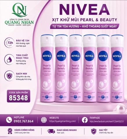 85348 Xịt ngăn mùi NIVEA Ngọc Trai Mịn Mượt 150ML x 12 CHAI