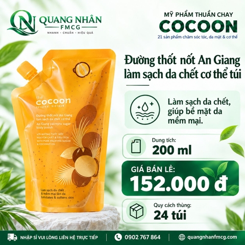 Cocoon Đường thốt nốt An Giang làm sạch da chết cơ thể túi 200ml