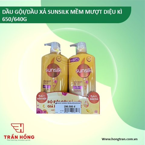 DẦU GỘI & DẦU XẢ SUNSILK MỀM MƯỢT DIỆU KÌ 650/640G x 4 BỘ