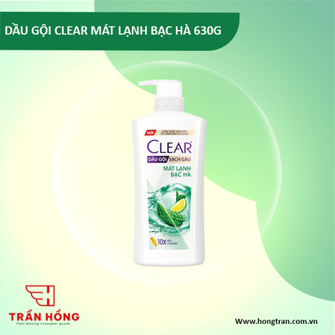 DẦU GỘI CLEAR MÁT LẠNH BẠC HÀ 630G X 8 chai