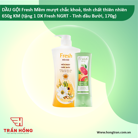 DẦU GỘI Fresh Mềm mượt chắc khoẻ, tinh chất thiên nhiên 650g KM (tặng 1 DX Fresh Ngăn ngừa gãy rụng - Tinh dầu Bưởi, 170g) x 7 bộ