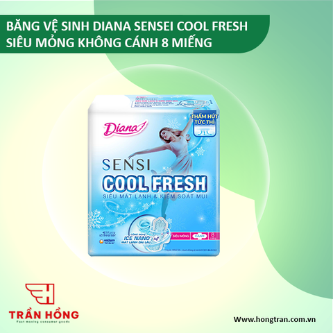 BĂNG VỆ SINH DIANA SENSEI COOL FRESH SIÊU MỎNG KHÔNG CÁNH 8 MIẾNG x 48 gói