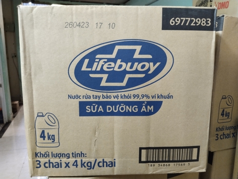 NƯỚC RỬA TAY LIFEBUOY DƯỠNG ẨM 4KG x 3 CAN