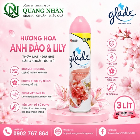 XỊT PHÒNG GLADE - H.HOA ANH DAO LILY 280ML x 12 chai