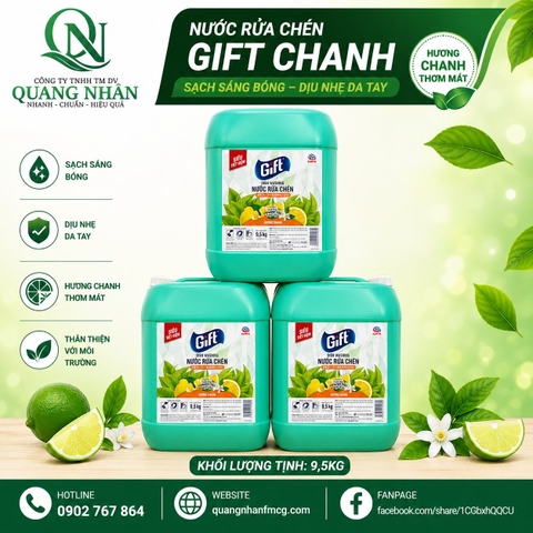 NƯỚC RỬA CHÉN GIFT CHANH CAN 9.5KG