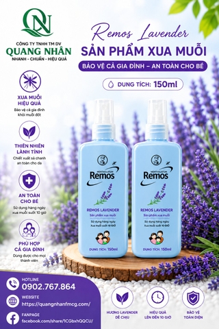 XỊT CHỐNG MUỖI REMOS HƯƠNG LAVENDER 150ml * 72 chai / thùng