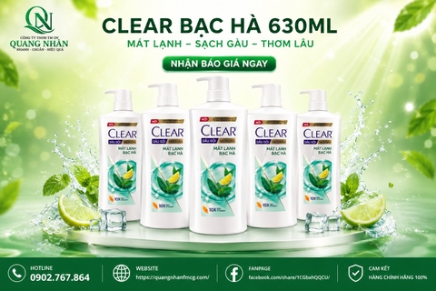DẦU GỘI CLEAR MÁT LẠNH BẠC HÀ 630G X 8 chai