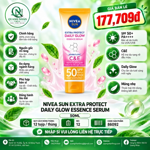 86092 NIVEA SUN BODY DAILY GLOW 180ML X 12 TUÝP