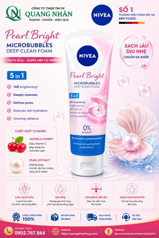 81295 SỮA RỬA MẶT NIVEA SÁNG DA NGỌC TRAI 100G x 24 CHAI
