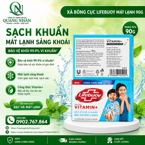 XÀ BÔNG CỤC LIFEBUOY MÁT LẠNH   72 CỤC X90G