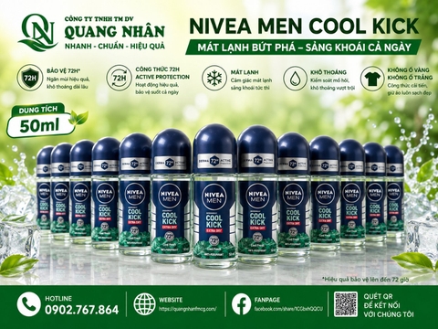 83188 LĂN NGĂN MÙI NAM NIVEA Mát Lạnh (GREEN) 50ML X 24 CHAI
