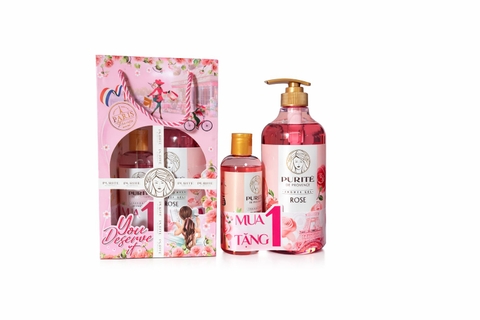 SỮA TẮM THIÊN NHIÊN PURITE HƯƠNG HOA HỒNG 850ml+250ml/́12 bộ