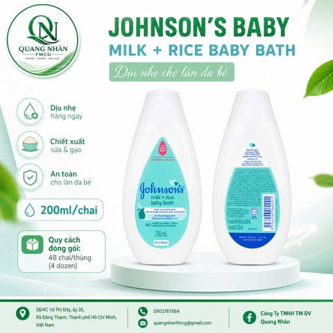 Sữa Tắm Johnson's sữa và gạo 200ML x 48 chai