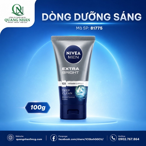 81775 SỮA RỬA MẶT NIVEA NAM EXTRA BRIGHT MUD 100G x 24 CHAI