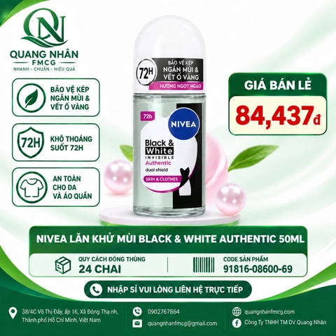 91816 Lăn ngăn mùi NU B&W AUTHENTIC 50ML x 24 chai