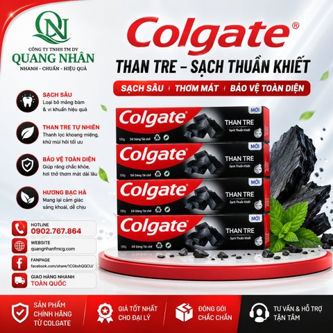 KEM ĐÁNH RĂNG COLGATE THAN TRE SẠCH THUẦN KHIẾT 180 G x 48 ỐNG