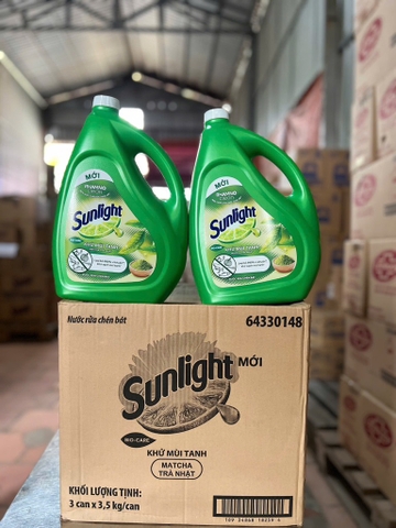NƯỚC RỬA CHÉN SUNLIGHT KHỬ MÙI TANH MATCHA TRÀ NHẬT 3.5KG x 3 CAN