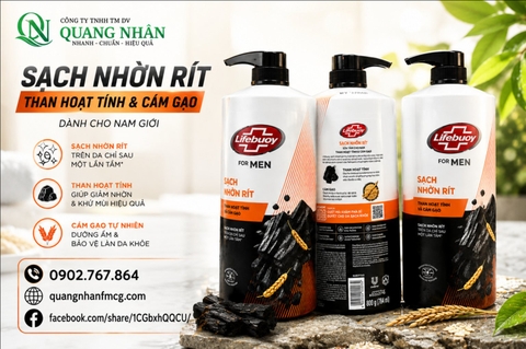 SỮA TẮM LIFEBUOY THAN HOẠT TÍNH CÁM GẠO 800ML/12 CHAI