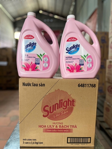 NƯỚC LAU SÀN SUNLIGHT TINH DẦU THẢO MỘC LILY HƯƠNG THẢO RE0121 3.6KG x 3 can