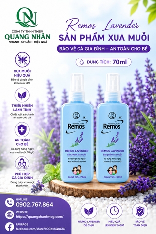 XỊT CHỐNG MUỖI REMOS HƯƠNG LAVENDER 70gr * 75 chai / thùng