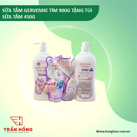 SỮA TẮM GERVENNE TÍM 900G TẶNG TÚI ST 450G) x 12 BỘ