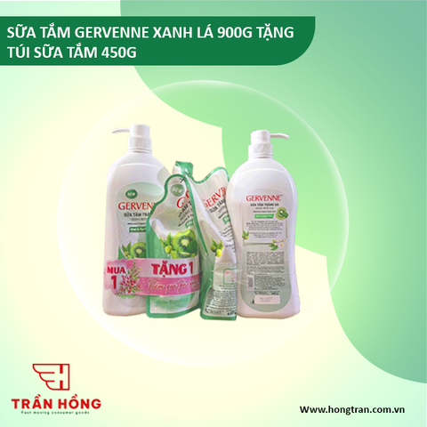 SỮA TẮM GERVENNE XANH LÁ 900G TẶNG TÚI ST 450G) x 12 BỘ
