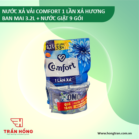 NƯỚC XẢ VẢI COMFORT 1 LẦN XẢ HƯƠNG BAN MAI 3.2L + NG 9 GÓI ) x 3 BỘ