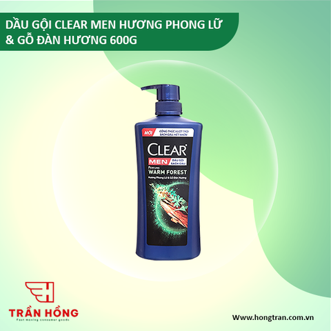 DẦU GỘI CLEAR MEN HƯƠNG PHONG LỮ & GỖ ĐÀN HƯƠNG 600G x 8 CHAI