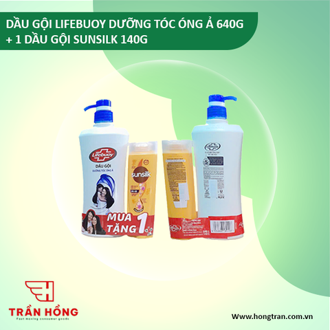 DẦU GỘI LIFEBUOY DƯỠNG TÓC ÓNG Ả 640G + 1 DG SUNSILK 140G) x 8 BỘ