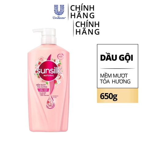 DẦU GỘI SUNSILK MỀM MƯỢT TỎA HƯƠNG 650g x 8 Chai ( HỒNG )