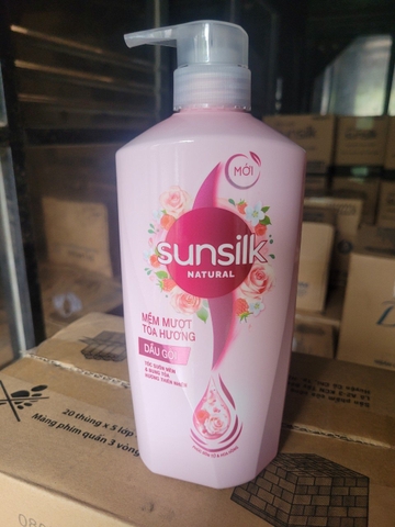 DẦU GỘI SUNSILK MỀM MƯỢT TỎA HƯƠNG 650g x 8 Chai ( HỒNG )