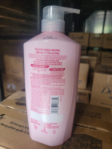 DẦU GỘI SUNSILK MỀM MƯỢT TỎA HƯƠNG 650g x 8 Chai ( HỒNG )