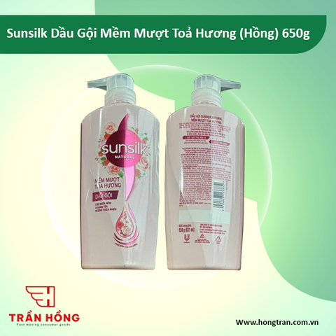 DẦU GỘI SUNSILK MỀM MƯỢT TỎA HƯƠNG 650g x 8 Chai ( HỒNG )