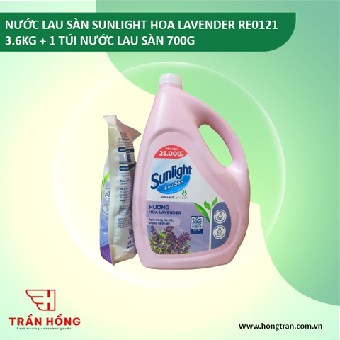 NƯỚC LAU SÀN SUNLIGHT HOA LAVENDER RE0121 3.6KG + 1 TÚI NLS 700G ) x 3 BỘ