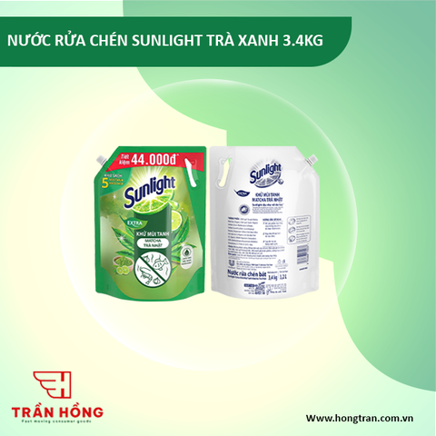 NƯỚC RỬA CHÉN SUNLIGHT TRÀ XANH 3.4KG x 4 TÚI