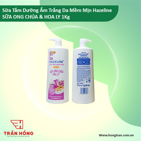 Sữa Tắm Dưỡng Ẩm Trắng Da Mềm Mịn Hazeline SỮA ONG CHÚA & HOA LY 1Kg x 12 chai