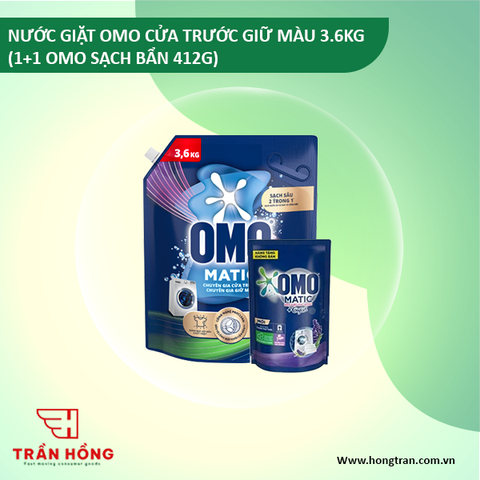 NƯỚC GIẶT OMO CỬA TRƯỚC GIỮ MÀU 3.6KG (1+1 OMO SẠCH BẨN 412G) x 3 BỘ ( NEW )