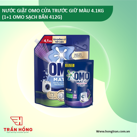 NƯỚC GIẶT OMO CỬA TRƯỚC GIỮ MÀU 4.1KG (1+1 OMO SẠCH BẨN 412G) x 3 BỘ ( NEW )