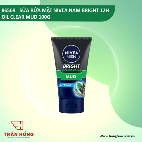 86569 SỮA RỬA MẶT NIVEA NAM BRIGHT 12H OIL CLEAR MUD 100G x 24 CHAI