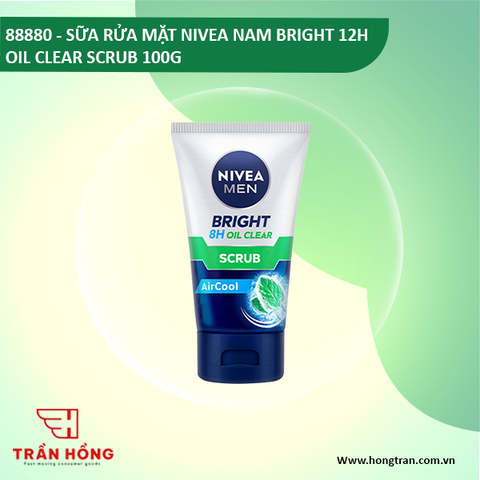 88880 SỮA RỬA MẶT NIVEA NAM BRIGHT 12H OIL CLEAR SCRUB 100G x 24 CHAI